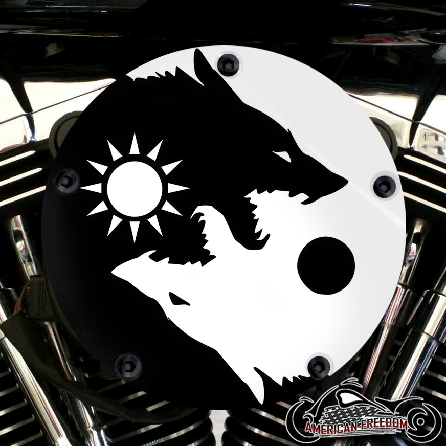 Harley Davidson High Flow Air Cleaner Cover - Yin Yang Wolves